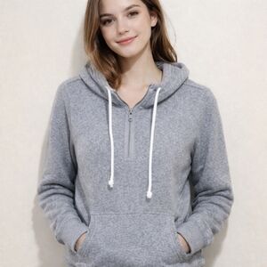 Vintage American Eagle Outfitters Half Zip Gray Knit Hoodie - Size S